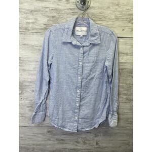 Lola River Shirt XS Womens‎ Blue White Striped Button Up Long Sleeve Cotton